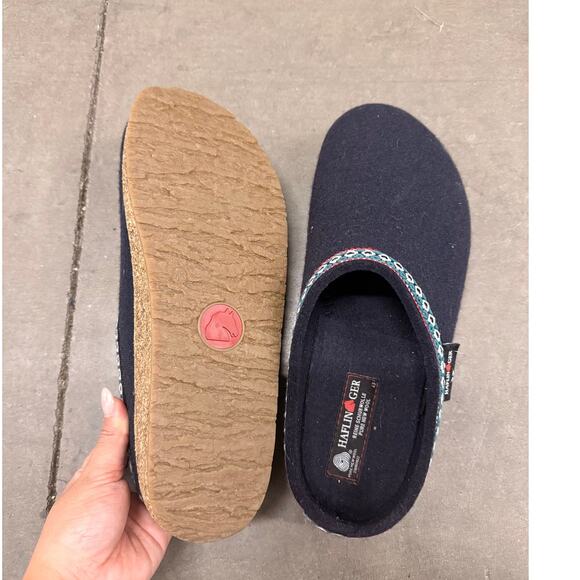 Haflinger NEW Grizzly in Navy Clog Slipper EU 43 US 10 Fall Winter Cozy Lounge - Picture 6 of 7